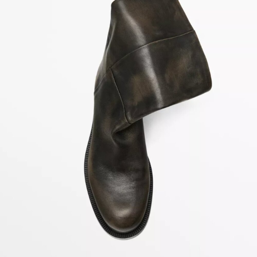 NWOT Massimo Dutti 100% Leather Boots in Brown (Size US 7.5) - Picture 4 of 9